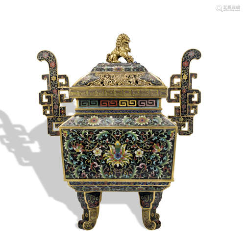 A Cloisonne enamel 'floral' censer