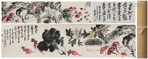 A Wu changshuo's flowers scroll