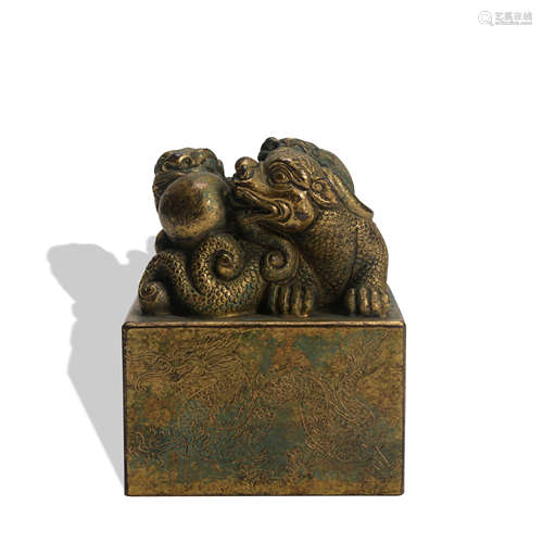 A gilt-bronze 'beast' seal