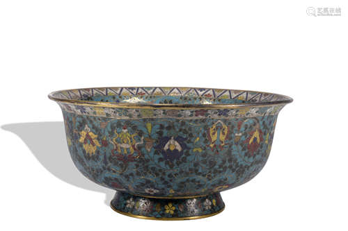 A Cloisonne enamel 'flowers' bowl