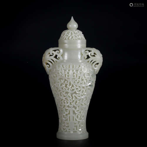 A jade vase and cover