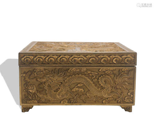 A gilt-bronze 'dragon' box and cover