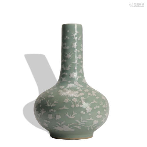 A celadon-glazed 'floral' vase