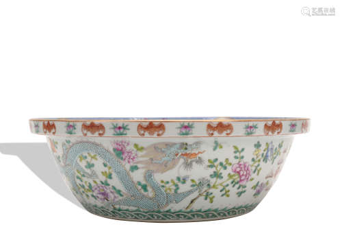 A famille-rose 'dragon' bowl