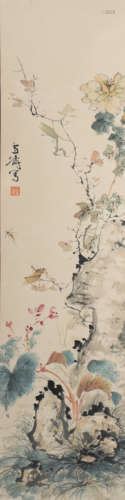 A Wang xuetao's flowers painting