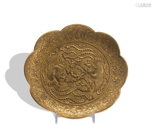 A gilt-bronze 'phoenix' dish