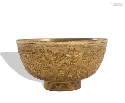 A gilt-bronze 'figure' bowl