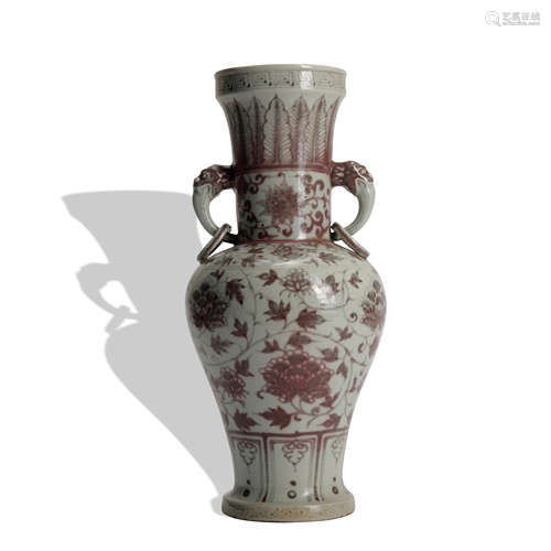 A copper-red-glazed 'floral' vase