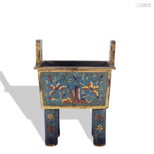 A Cloisonne enamel censer