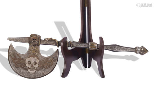 A iron Magic instrument ware with gold and silver