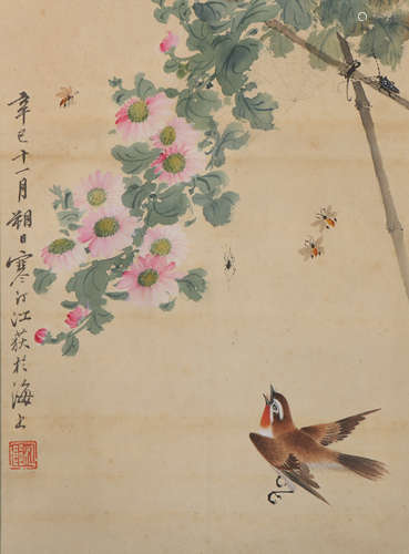 A Jiang hanting's flowers painting