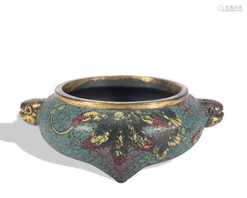 A Cloisonne enamel censer