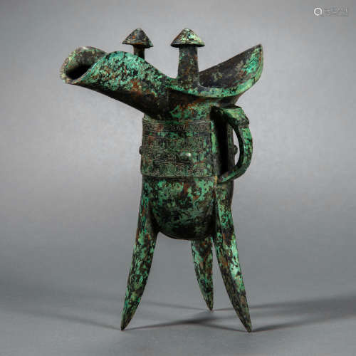 Chinese Shang Dynasty
Big-eyed Phoenix Bird Bronze Wine Jue ...