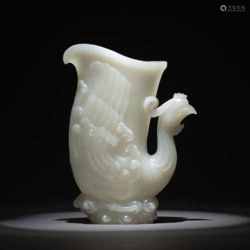 Qing Dynasty of China 
Hetian white jade phoenix cup