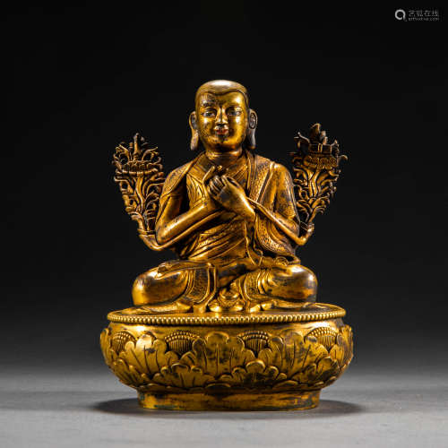 Qing Dynasty of China
Gilt bronze statue of Tsongkhapa in th...