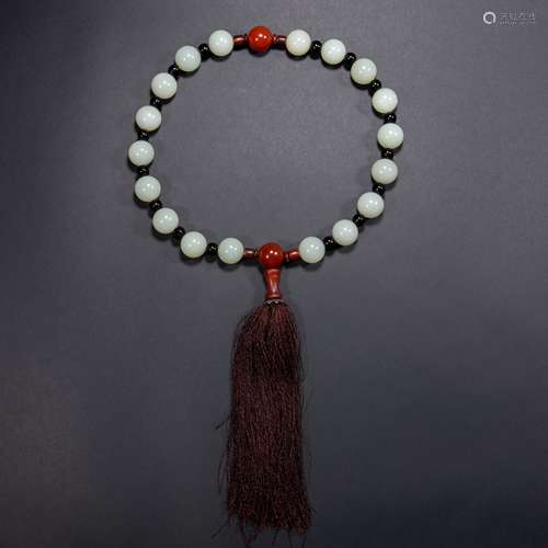 Qing Dynasty of China
Hetian white jade southern red agate 1...