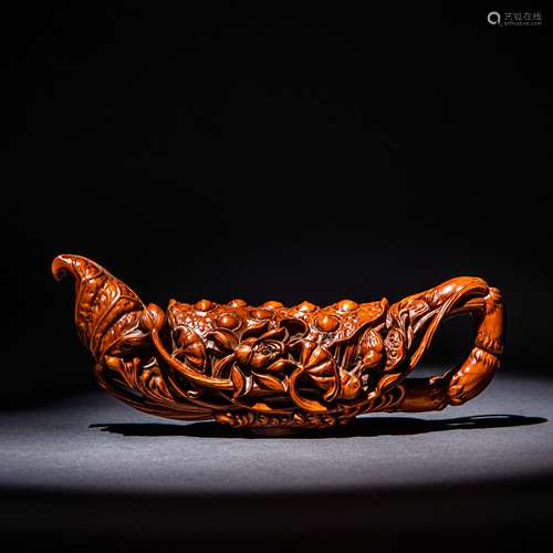 Qing Dynasty of China
Boxwood woodcarving lotus root flowers...