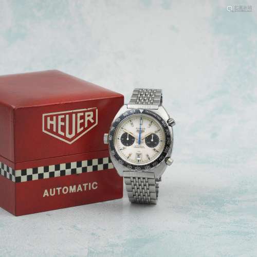 Heuer. A stainless steel automatic calendar chronograph brac...
