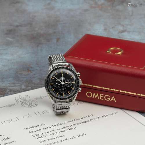 Omega. A stainless steel manual wind chronograph bracelet wa...