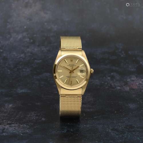 Rolex. A fine 14K gold automatic calendar bracelet watch