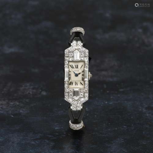 Cartier. A fine and early lady's platinum and diamond set ma...