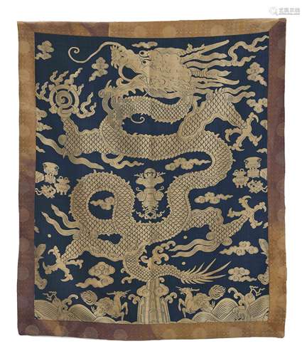 Silk embroidered dragon panel