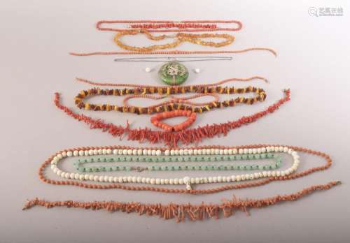A MIXED LOT OF VARIOUS BEADED NECKLACES, comprising of jadei...