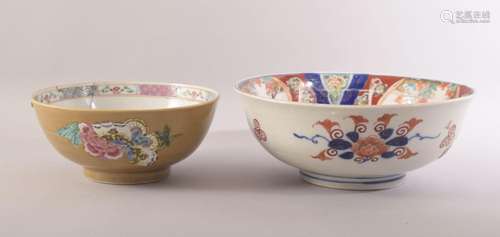 A JAPANESE IMARI PORCELAIN BOWL, together with a famille ros...