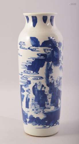 A GOOD CHINESE BLUE AND WHITE PORCELAIN IMMORTAL VASE, decor...