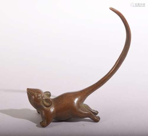 A JAPANESE BRONZE MODEL RODENT - stamped underside 7cm