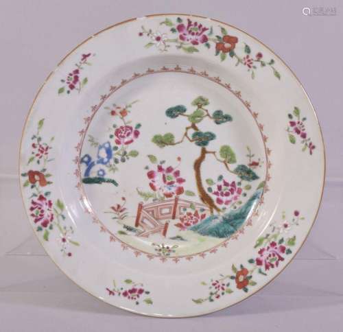 A CHINESE FAMILLE ROSE PORCELAIN SOUP DISH, the centre paint...
