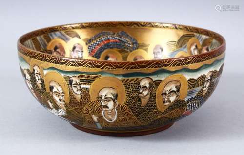 A GOOD JAPANESE MEIJI PERIOD SATSUMA IMMORTAL BOWL - the bow...