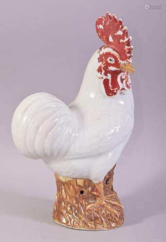 A LARGE CHINESE PORCELAIN FIGURE OF A COCKEREL, 29cm high.