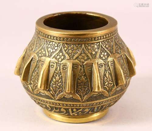 A 19TH CENTURY PERSIAN QAJAR ENGRAVED BRONZE MORTAR - with m...