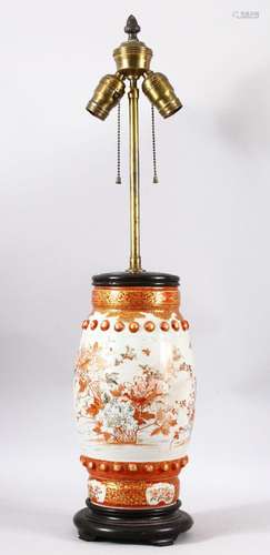 A JAPANESE MEIJI PERIOD KUTANI PORCELAIN VASE / LAMP - decor...