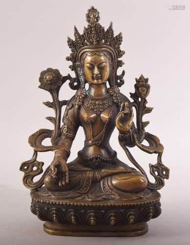 A THAI BRONZE SEATED BUDDHA, 21.5cm high.