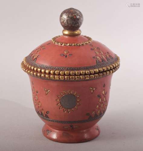 A SMALL TURKISH TOPHANE BOX AND COVER / SWEET BOWL, painted ...