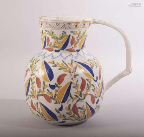 AN IZNIK STYLE ITALIAN CANTAGALLI GLAZED POTTERY WATER JUG, ...