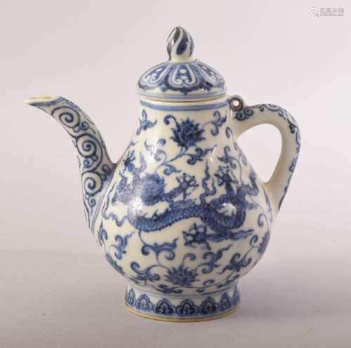 A CHINESE XUANDE STYLE BLUE AND WHITE PORCELAIN JUG AND COVE...