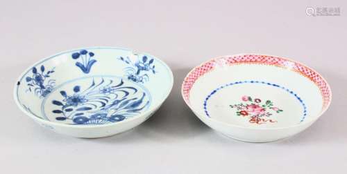 TWO 18TH CENTURY CHINESE FAMILLE ROSE / BLUE & WHITE POR...