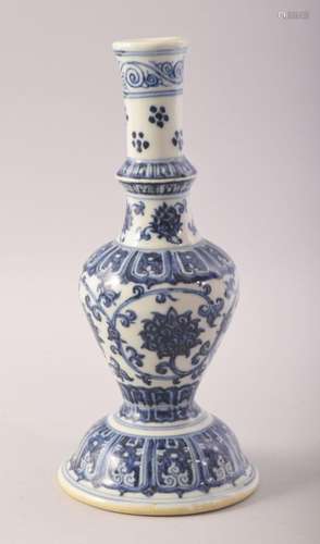 A GOOD CHINESE MING STYLE BLUE AND WHITE PORCELAIN CANDLE ST...