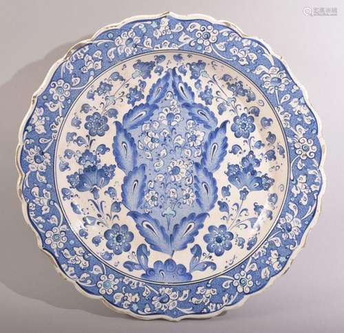 AN OTTOMAN STYLE, POSSIBLY EUROPEAN GLAZED POTTERY DISH, pro...