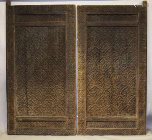 A LARGE PAIR OF ISLAMIC NORTH AFRICAN POSSIBLY MOROCCAN DOOR...