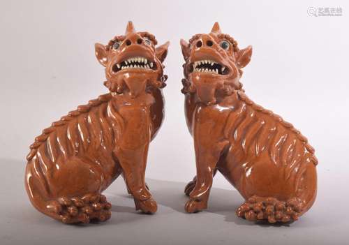 A SUPERB PAIR OF CHINESE GLAZED TERRACOTTA FIGURES OF KYLIN,...