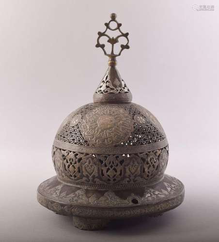 ANOTHER SUPERB ISLAMIC SILVER AND COPPER OVERLAID OPENWORK B...