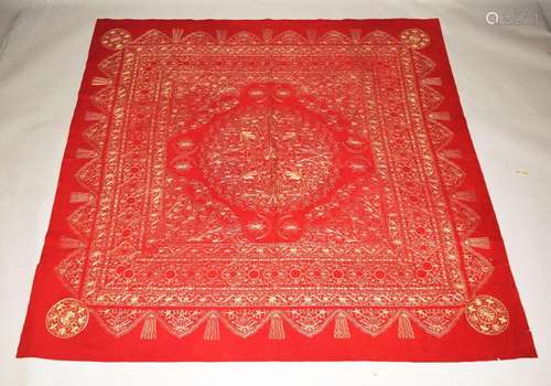 A GOOD TURKISH OTTOMAN EMBROIDERED TEXTILE, embroidered in g...