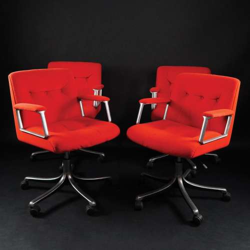 15 P128 red swivel chairs
