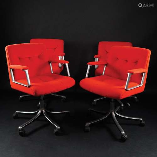 15 P128 red swivel chairs