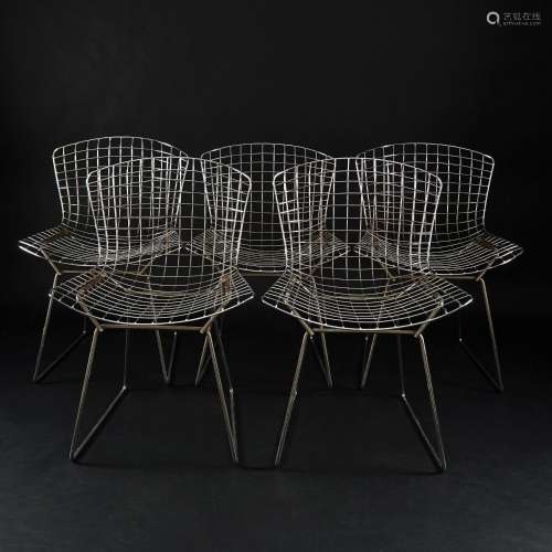 5 steel Side Chairs, Harry Bertoia for Knoll