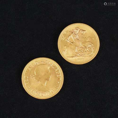 2 18kt. gold pounds, 1966 and 1967